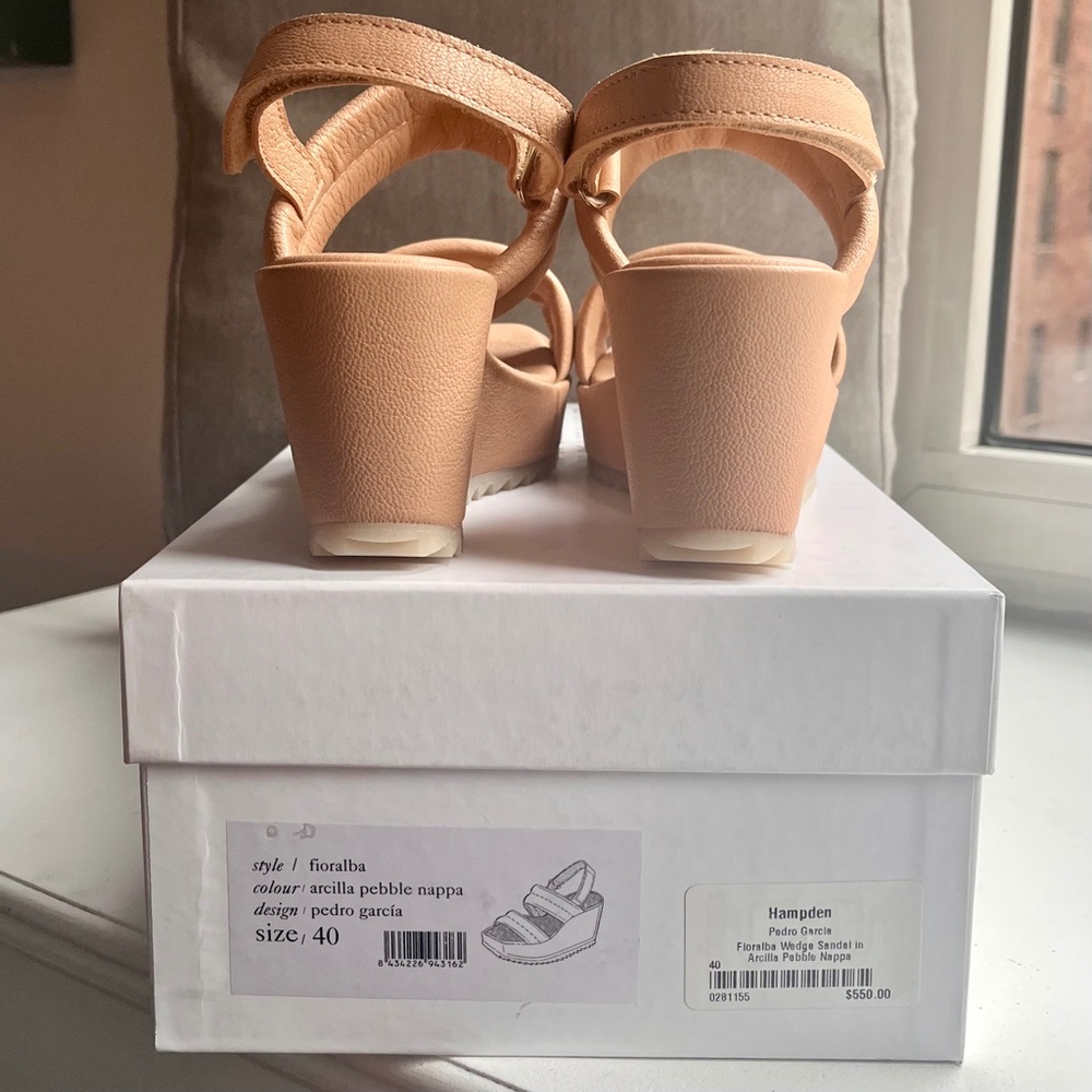 New in Box Pedro Garcia Fioralba Wedge Sandal in Arcilla Pebble Nappa - 40 - Picture 9 of 12